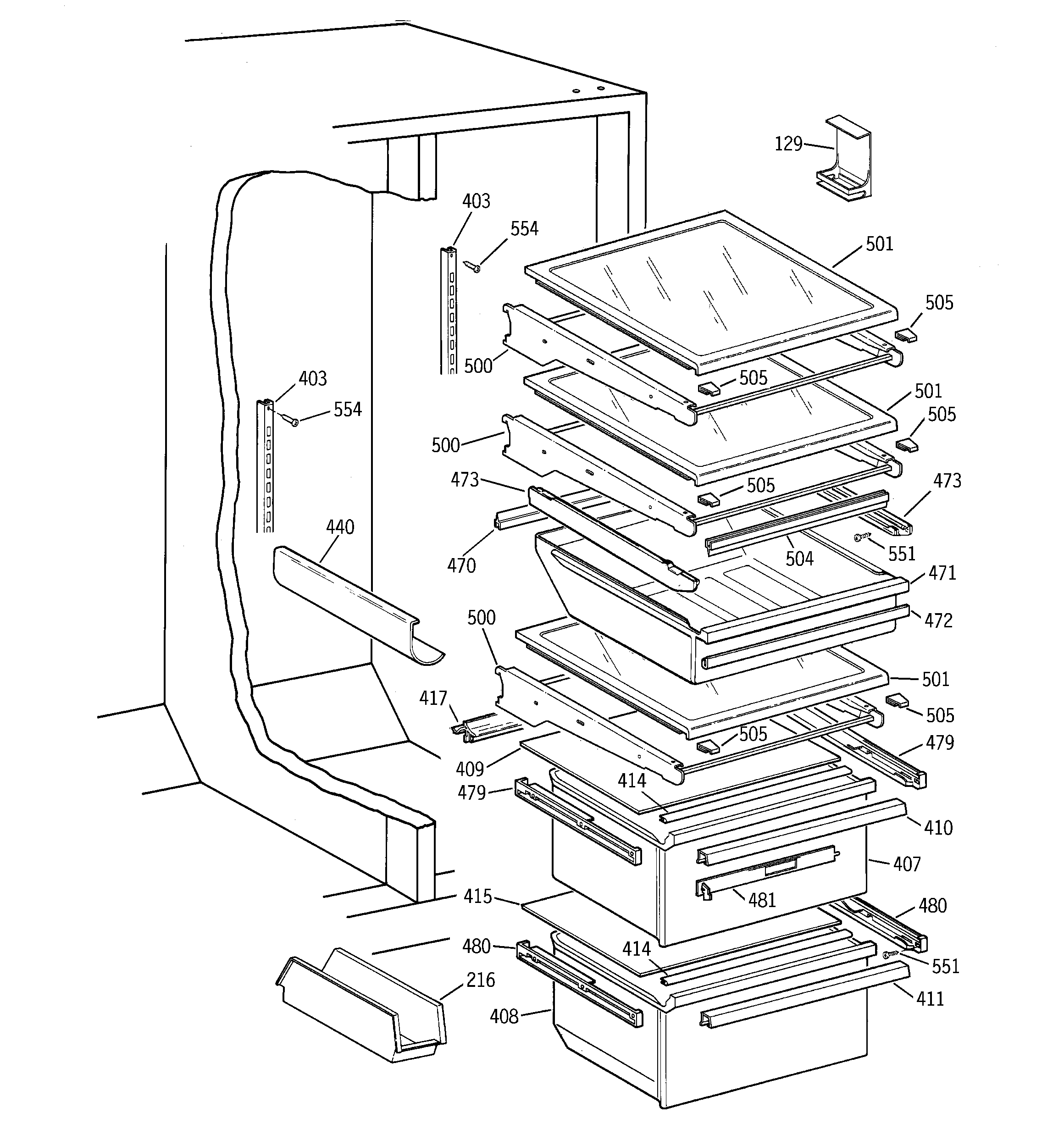 Kenmore 36358072892 fresh food section diagram