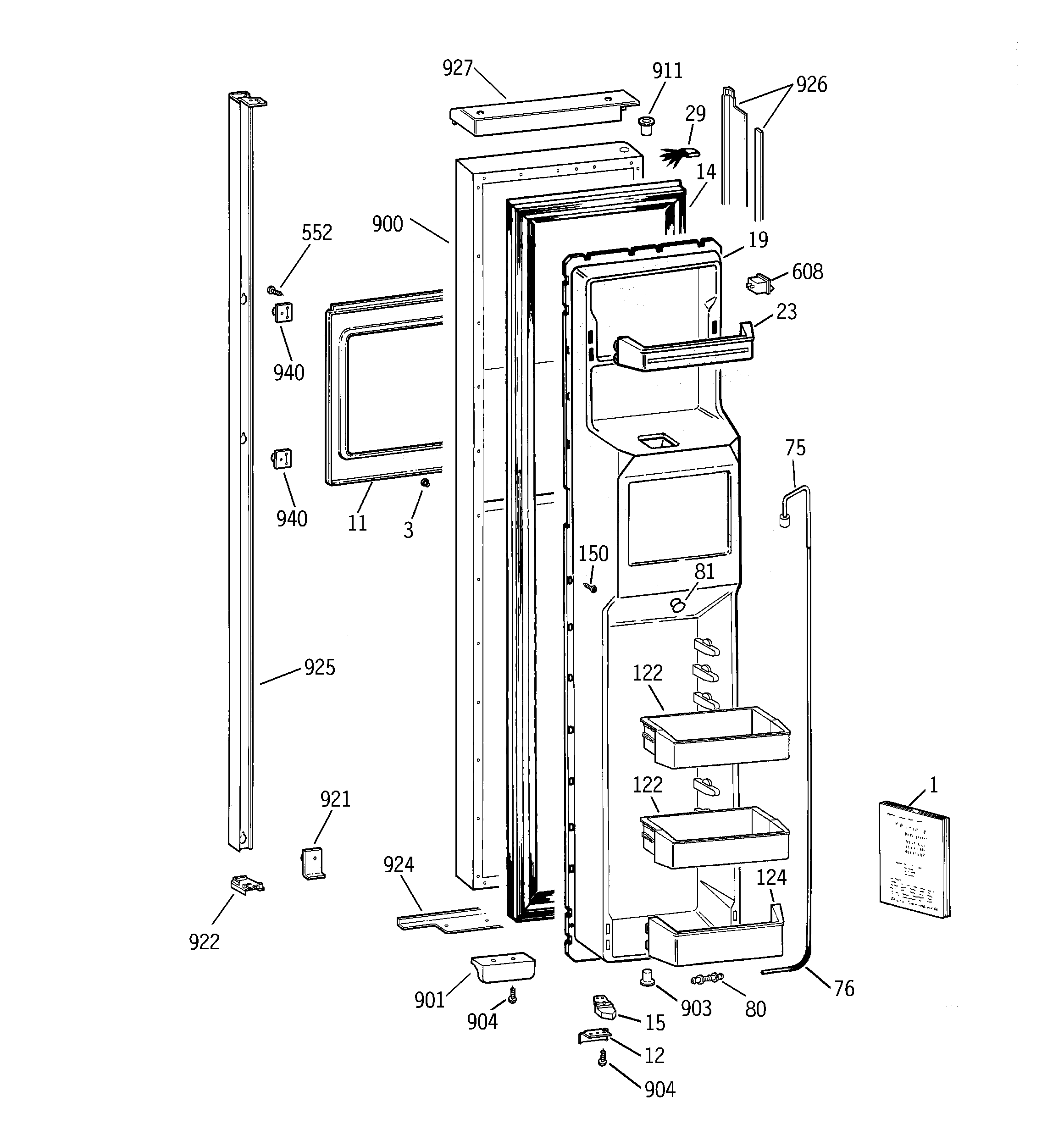 Kenmore 36358482892 freezer door diagram