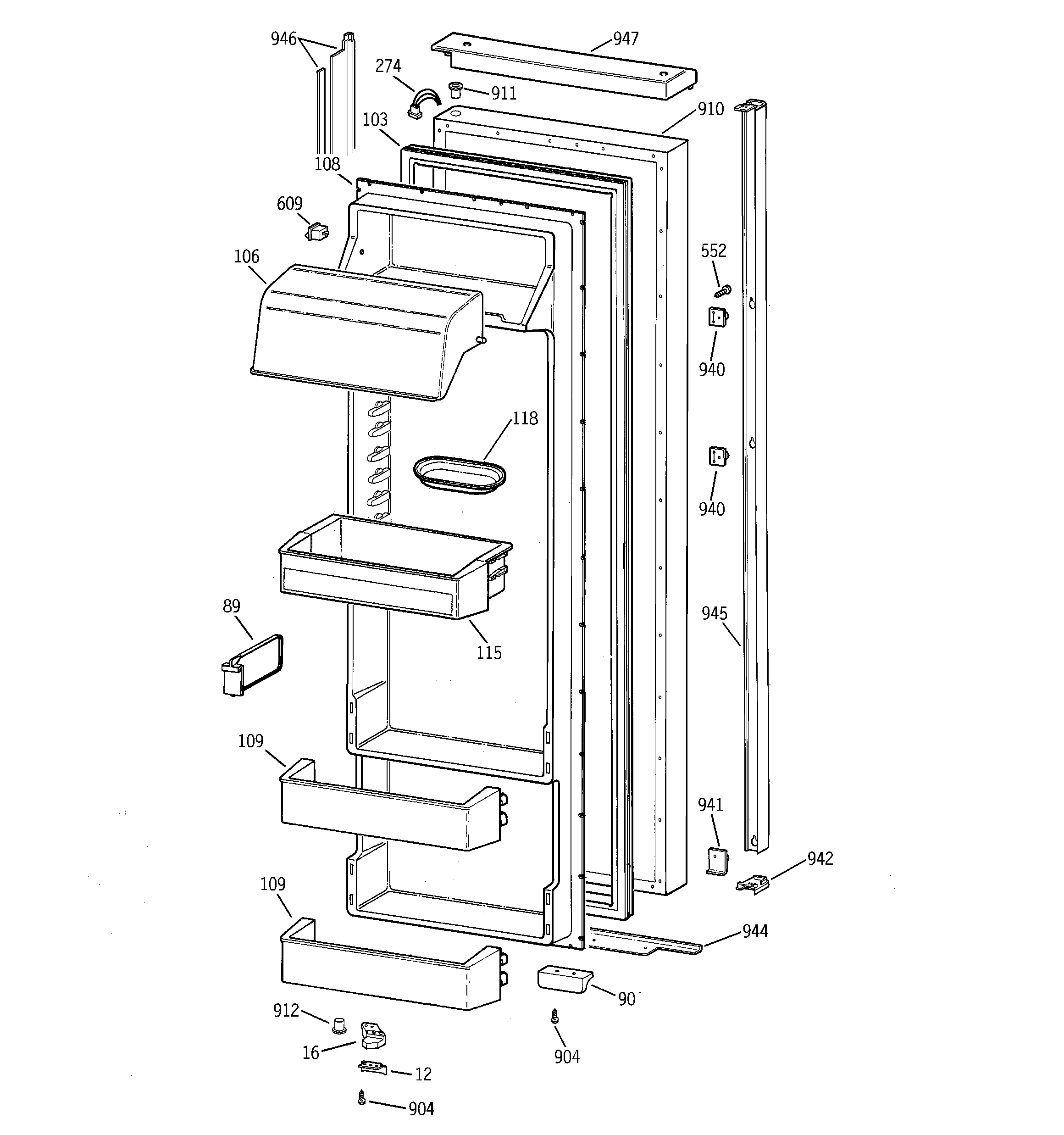 Kenmore 36358482892 fresh food door diagram