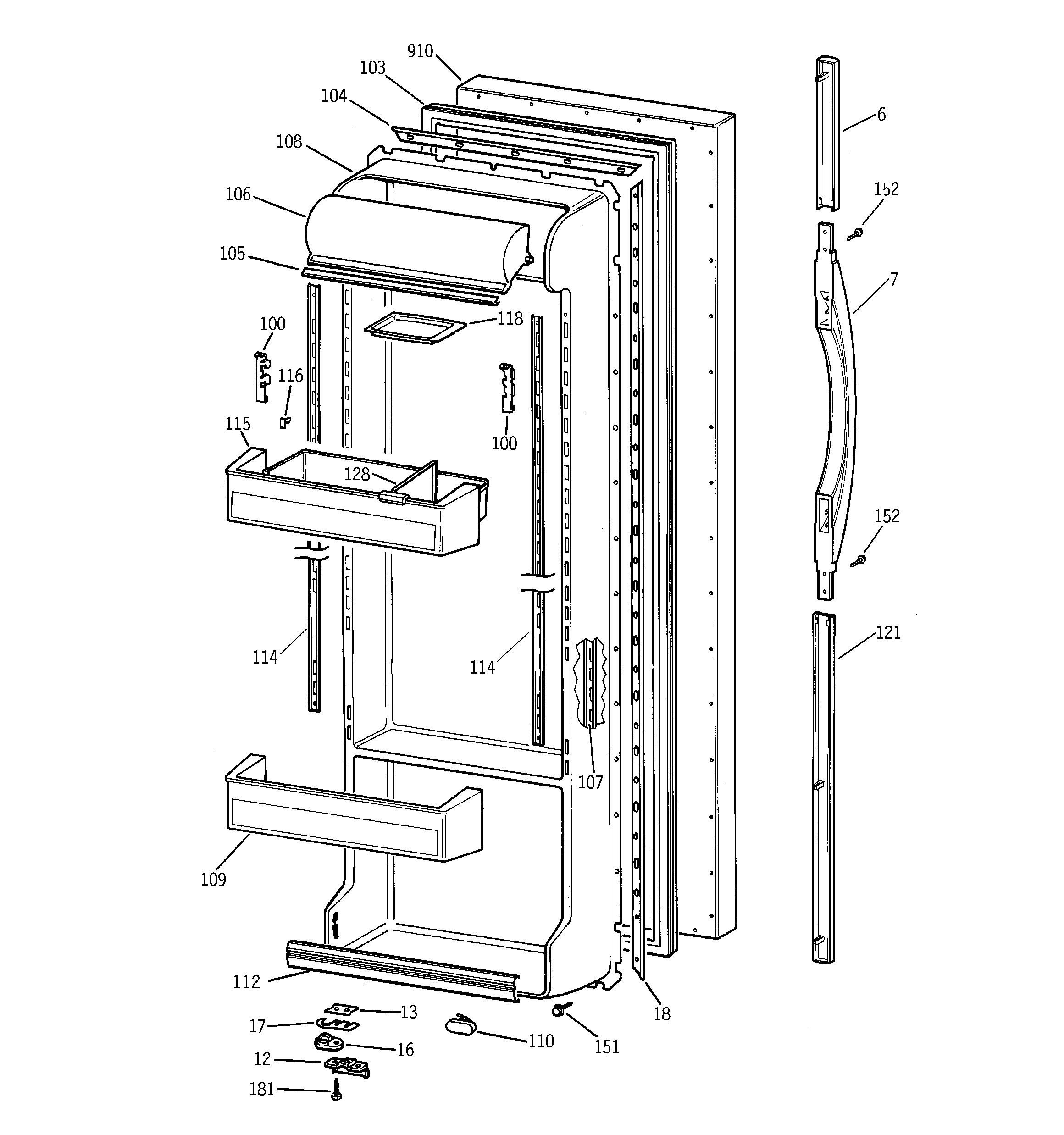 Kenmore 36358547890 fresh food door diagram