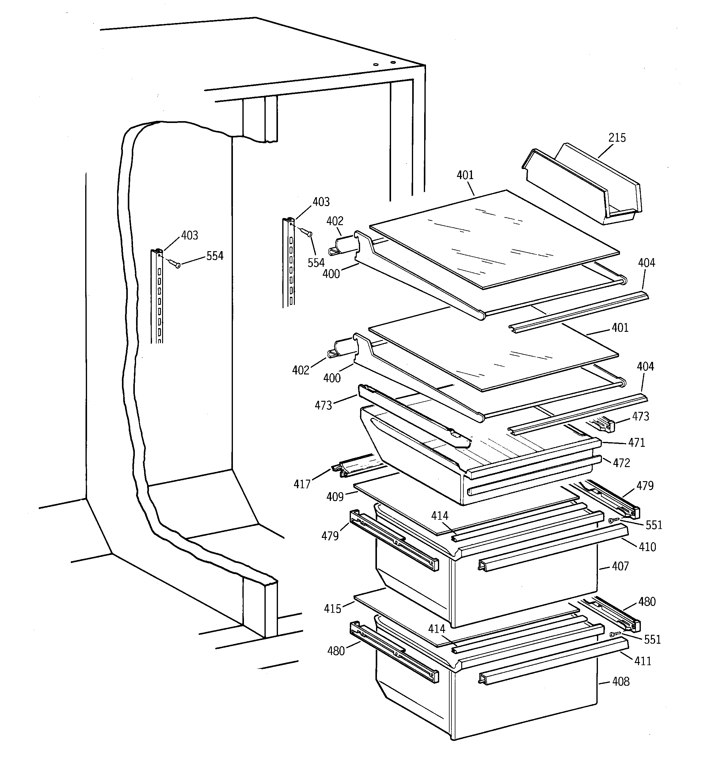 Kenmore 36358261890 fresh food section diagram