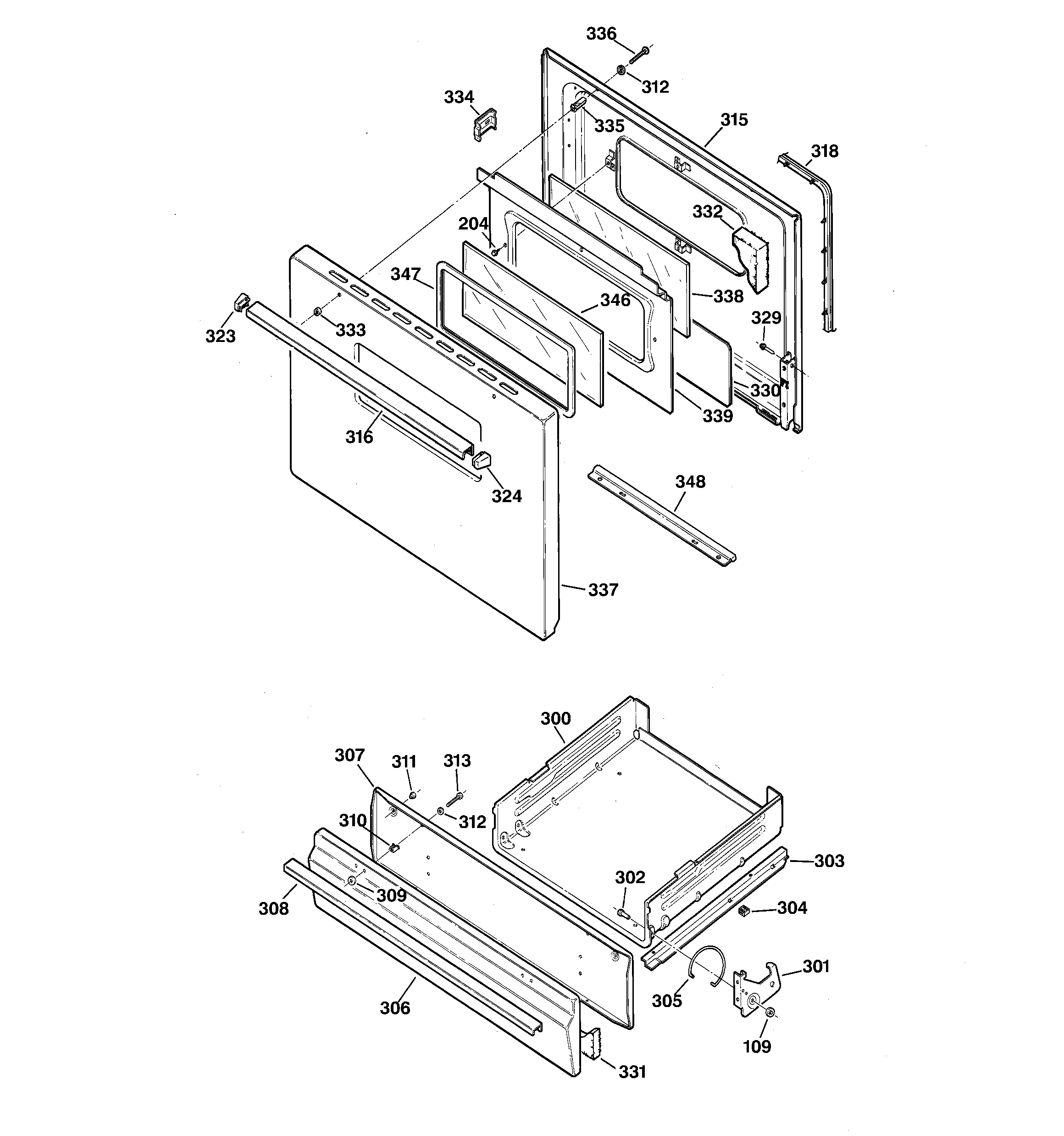 Kenmore 36272191891 door & drawer parts diagram