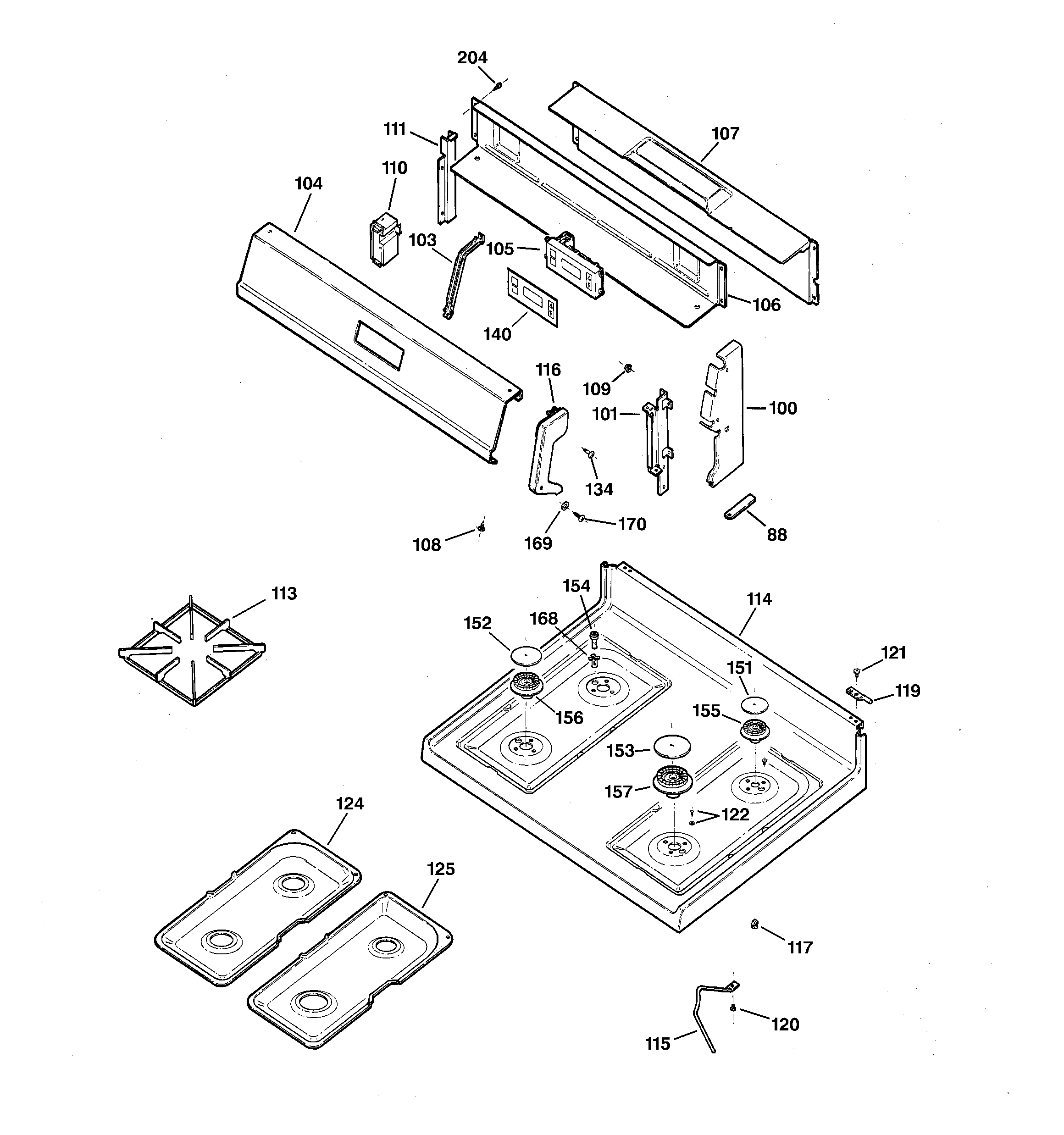 Kenmore 36275206891 control panel & cooktop diagram