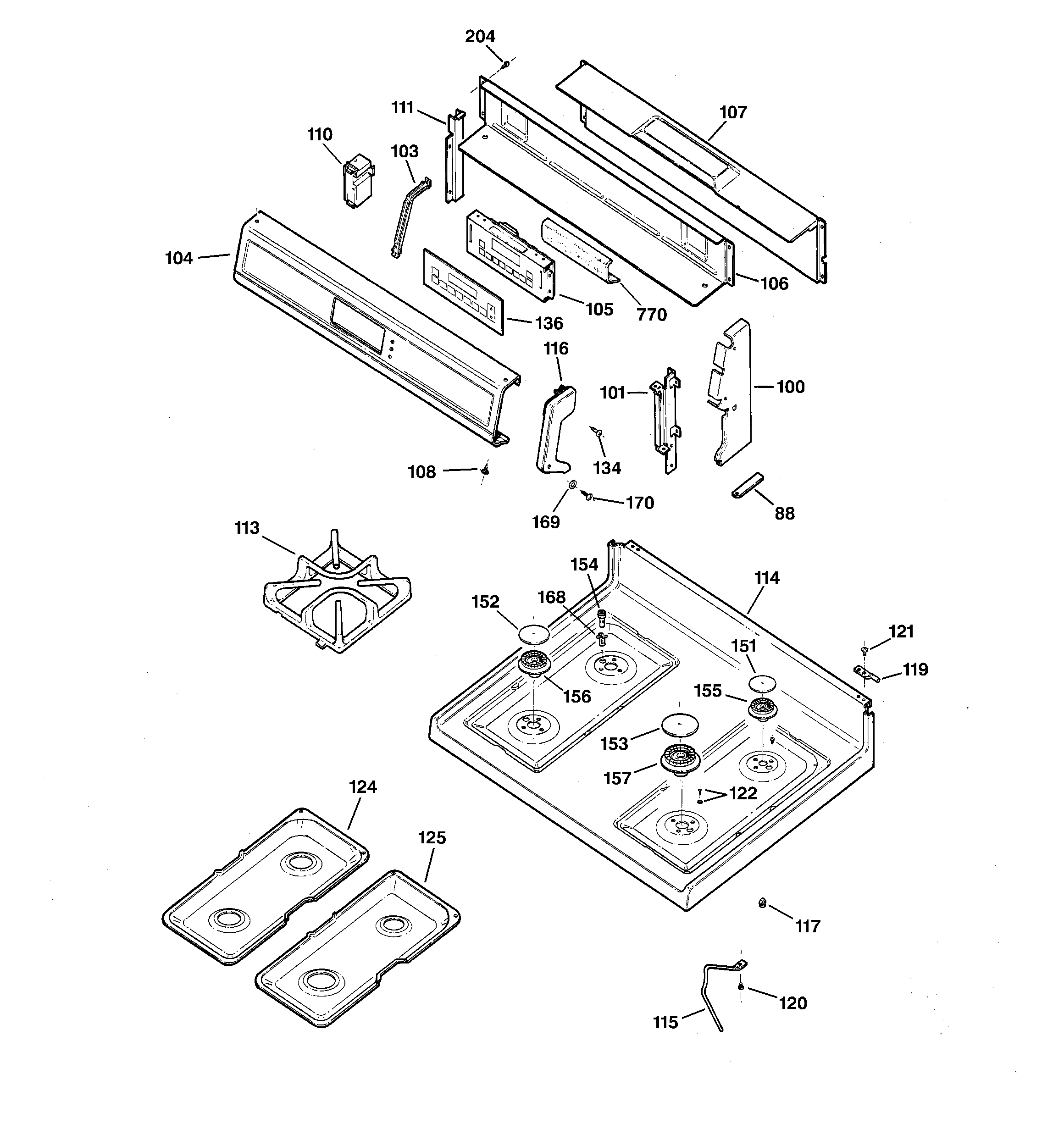 Kenmore 36275785891 control panel & cooktop diagram