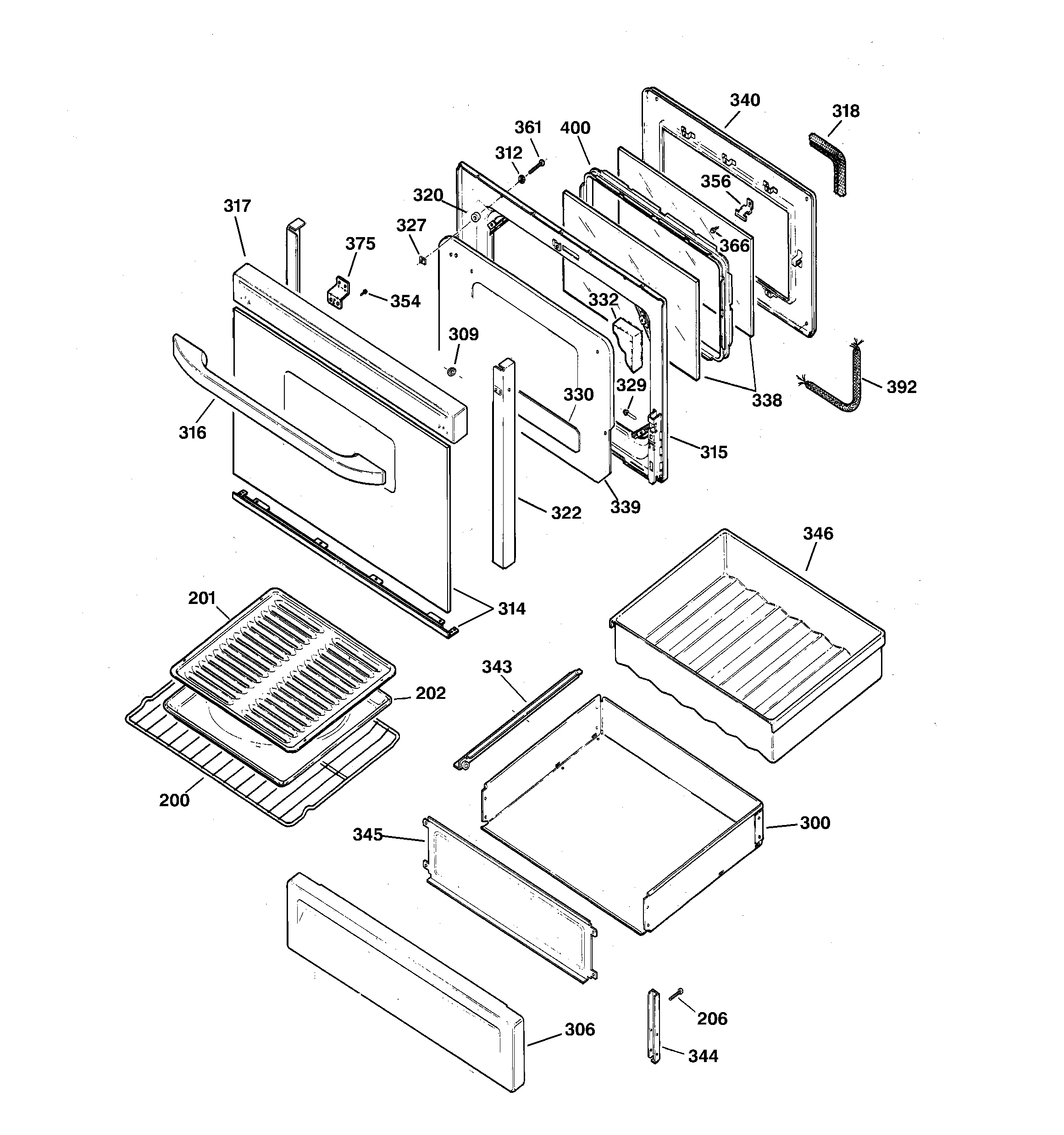 Kenmore 36275785891 door & drawer parts diagram