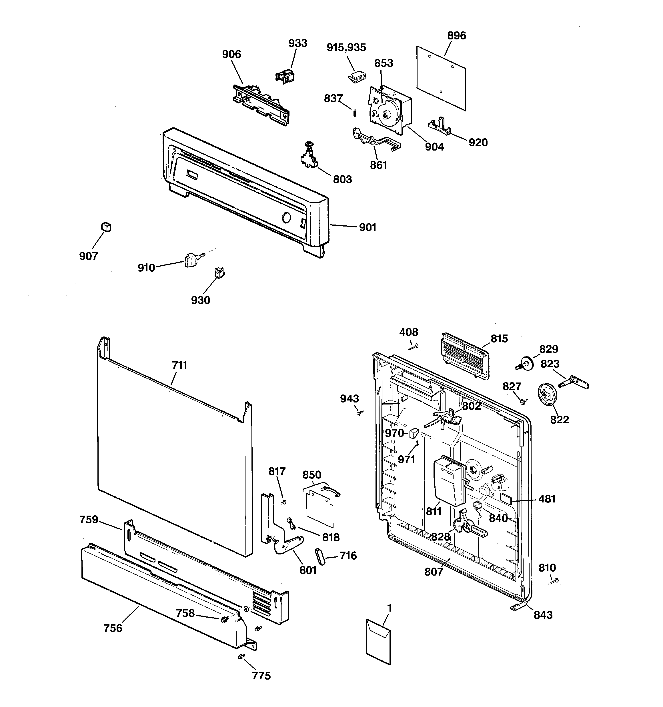 Kenmore 36314375792 escutcheon & door assembly diagram