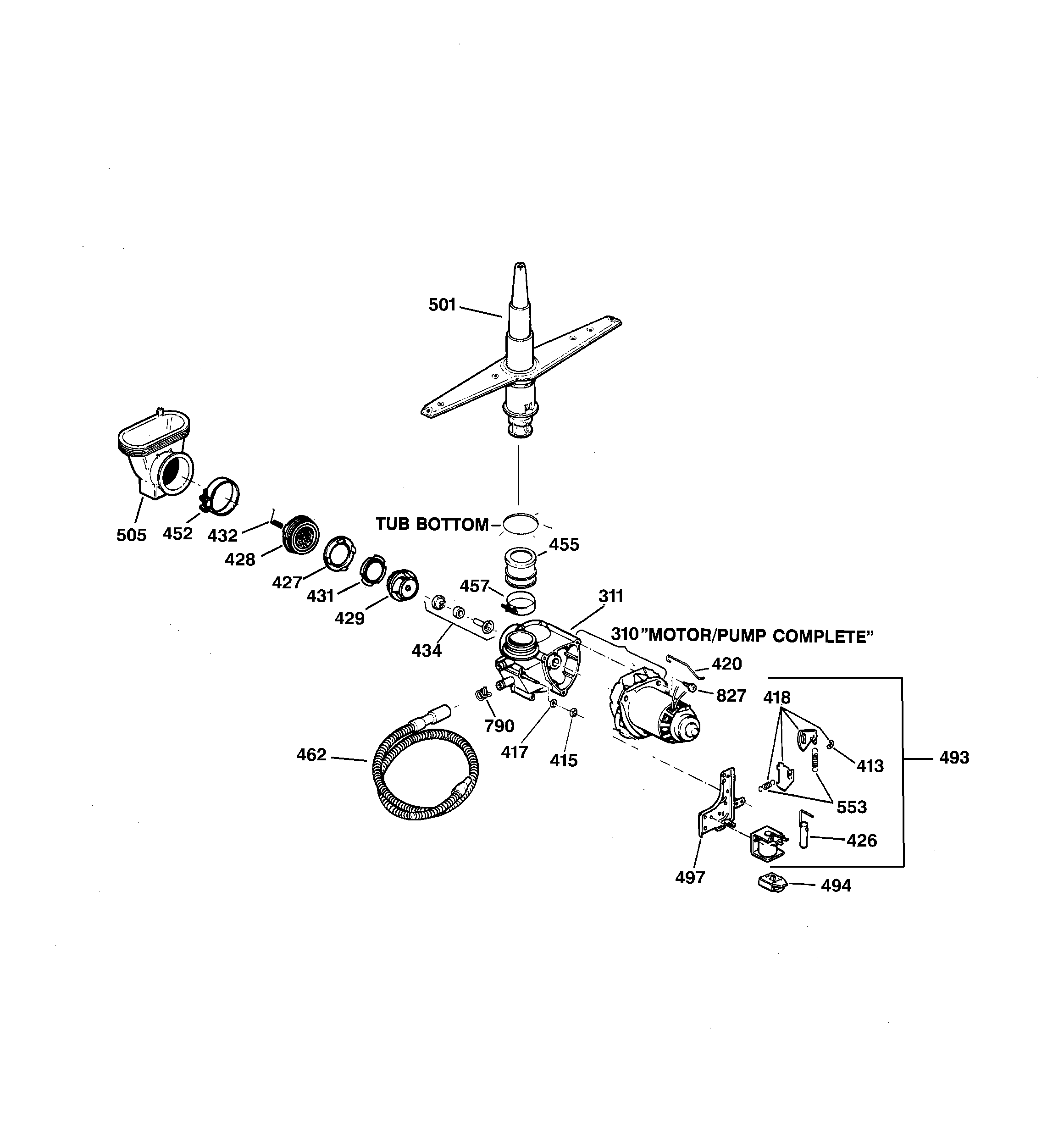 Kenmore 36314375792 motor-pump mechanism diagram