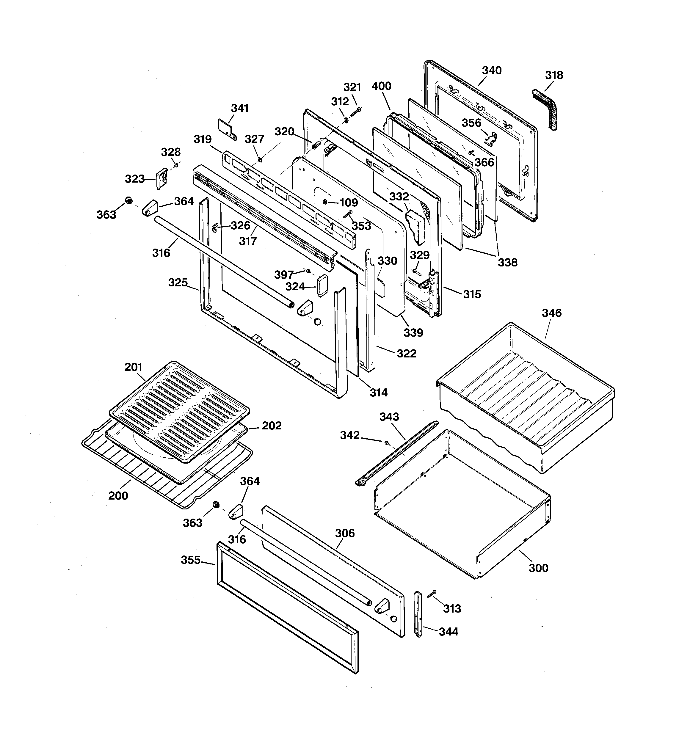 Kenmore 36275980891 door & drawer parts diagram
