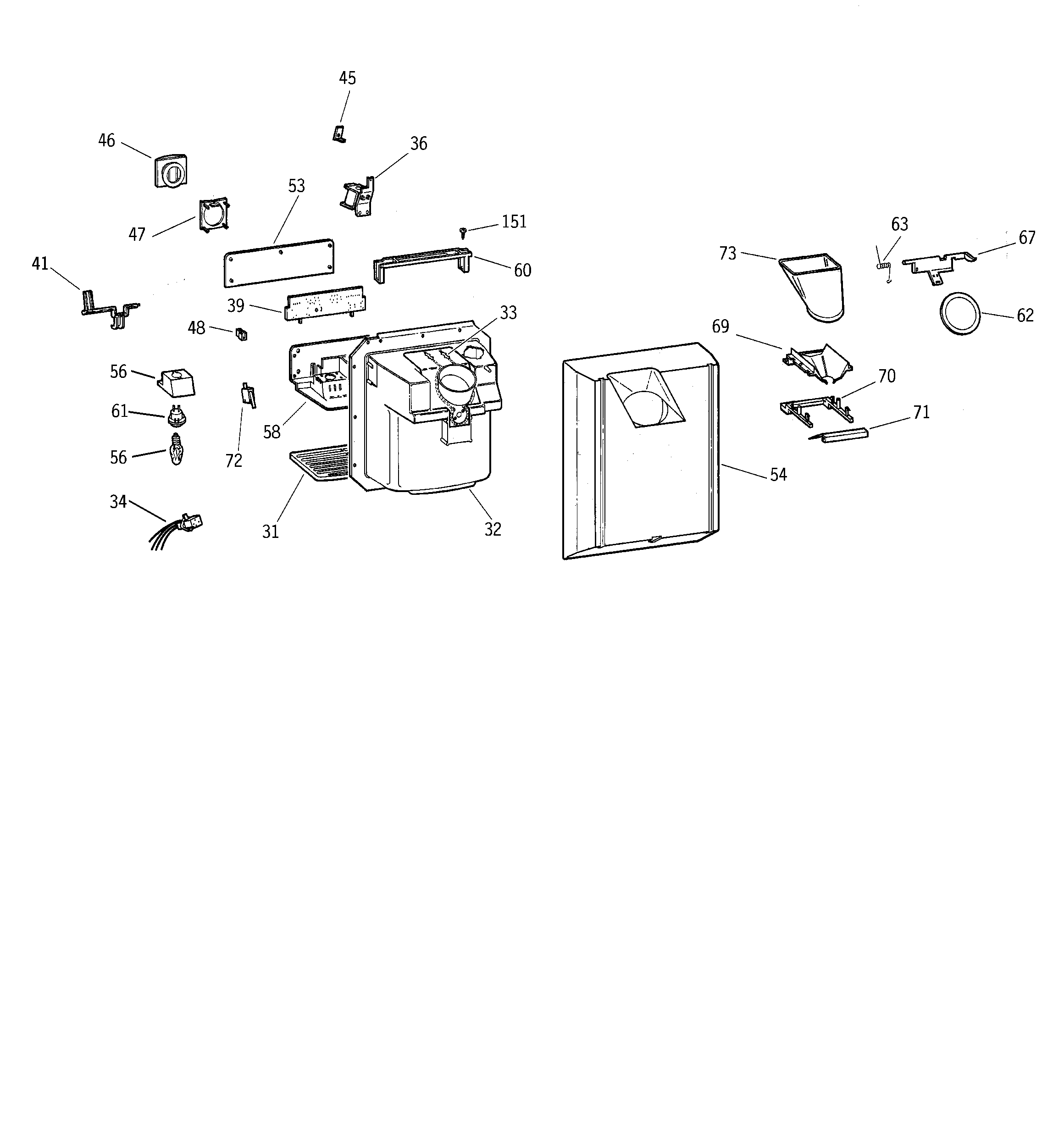 Kenmore 36359557990 dispenser diagram