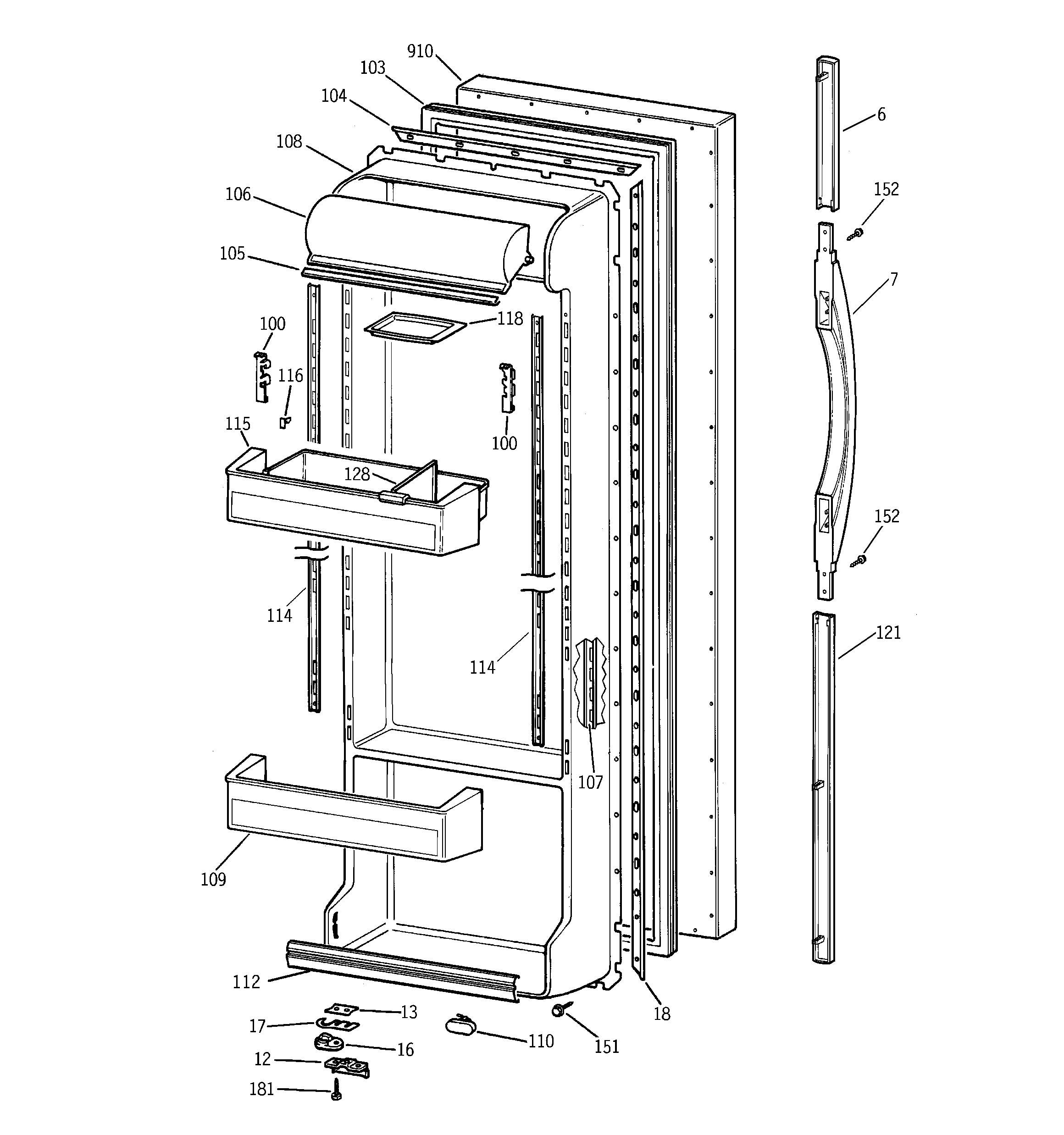 Kenmore 36359557990 fresh food door diagram