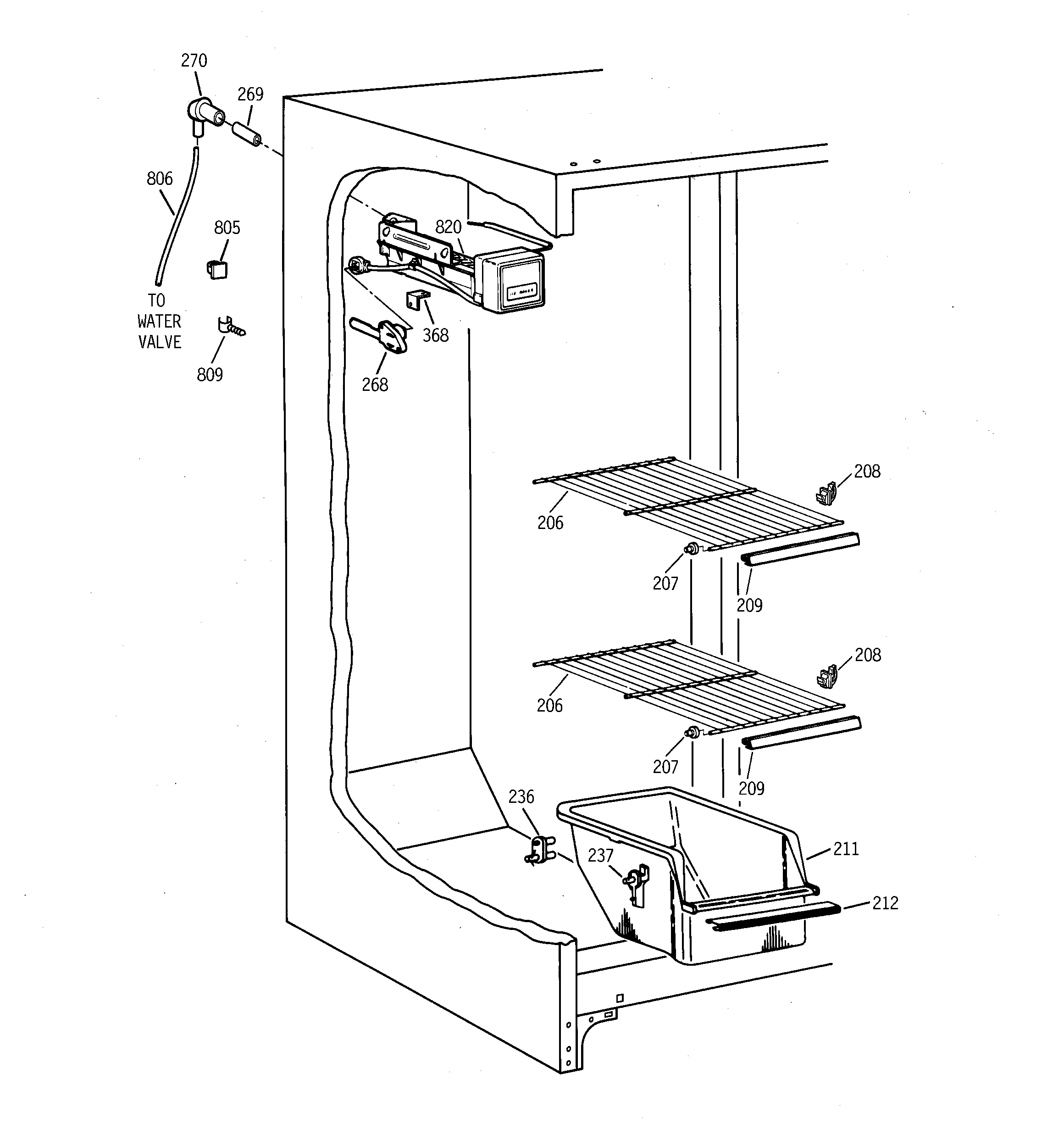 Kenmore 36359557990 freezer section diagram