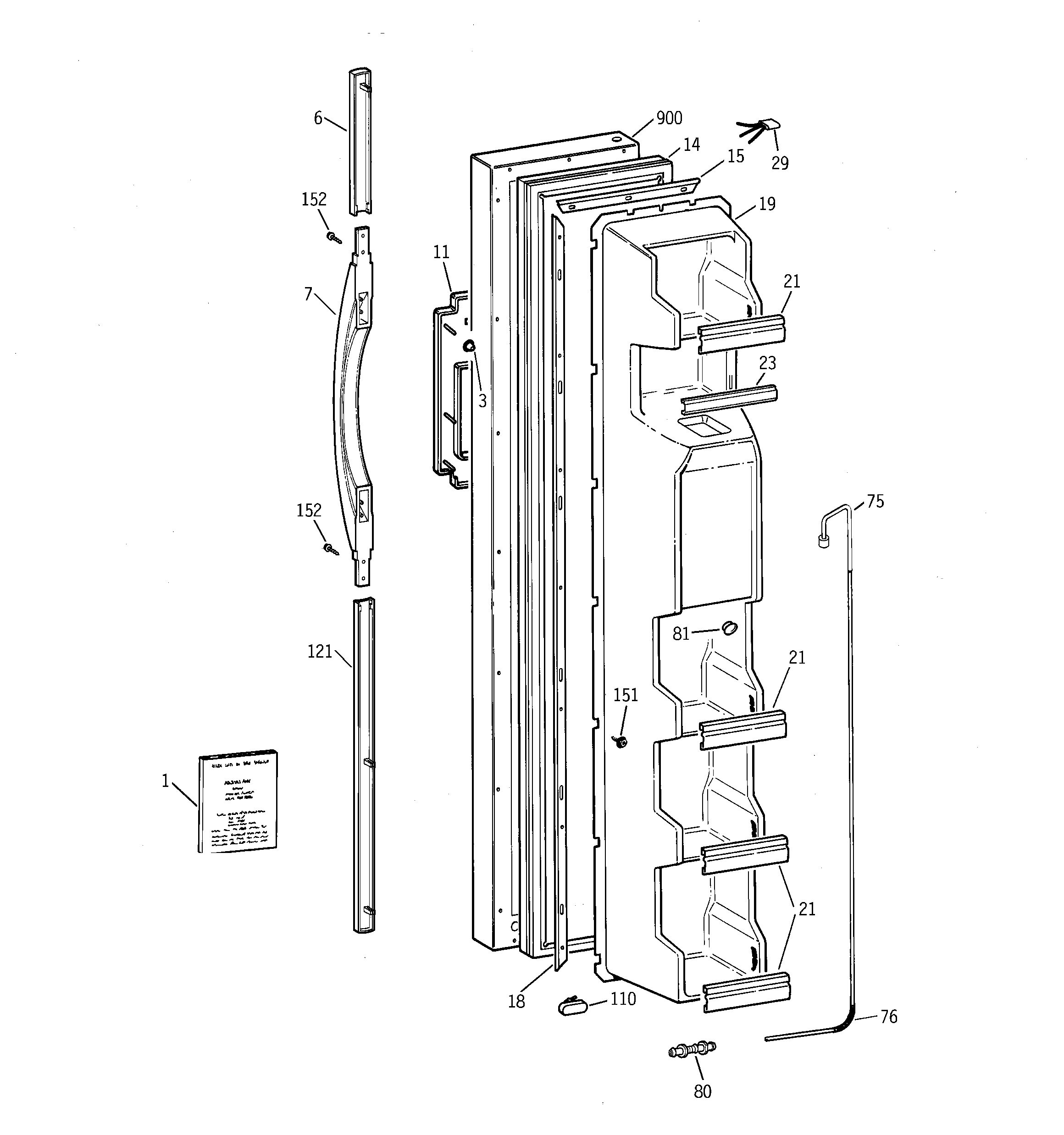Kenmore 36359577990 freezer door diagram