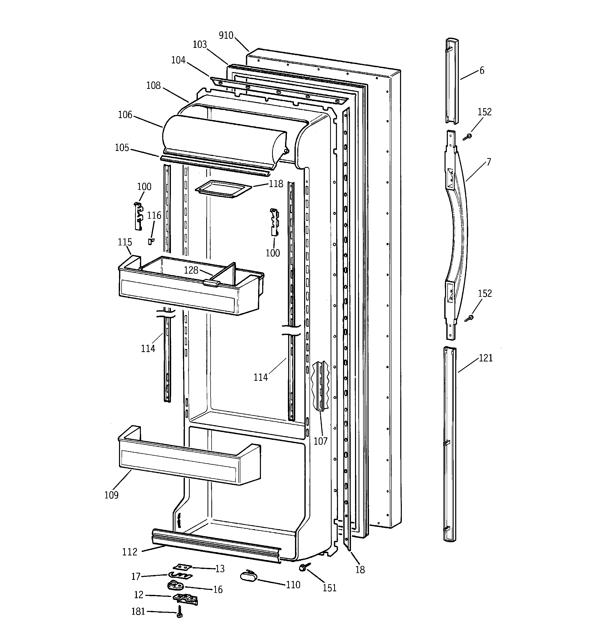 Kenmore 36359577990 fresh food door diagram
