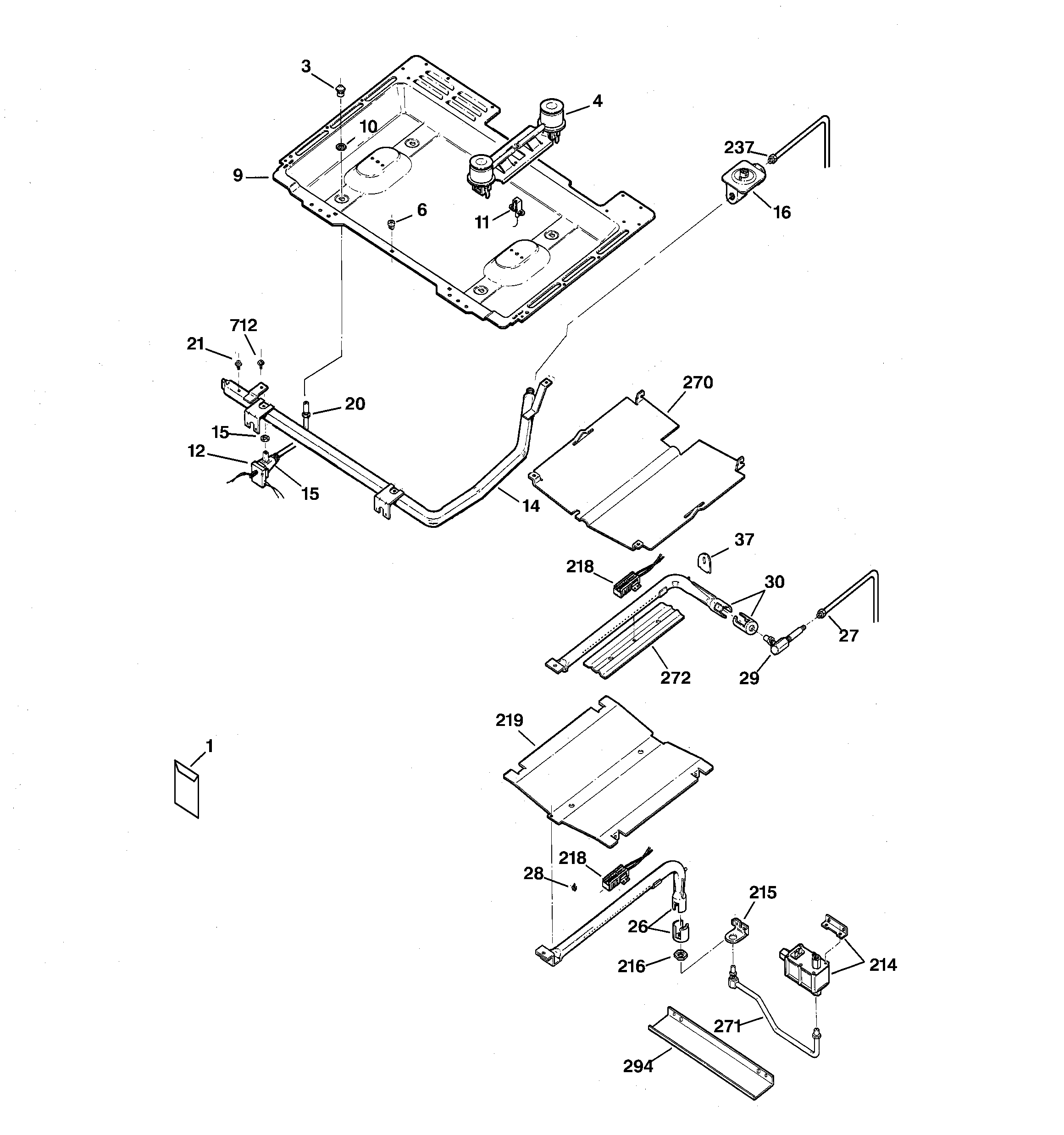 Kenmore 36273488891 gas & burner parts diagram