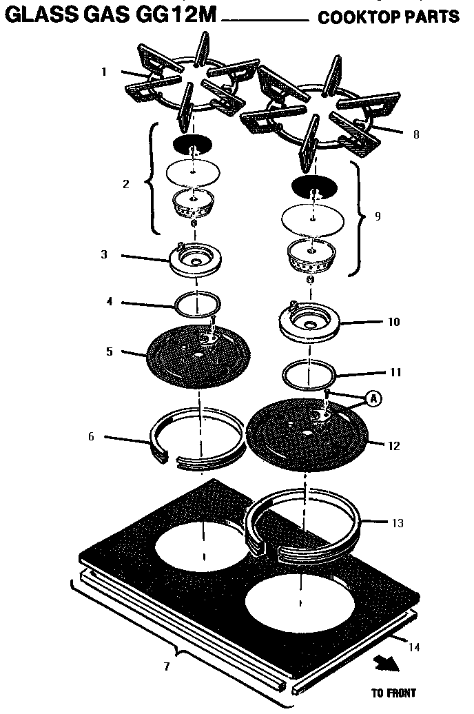 Thermador GG12M cooktop (gg12m) diagram