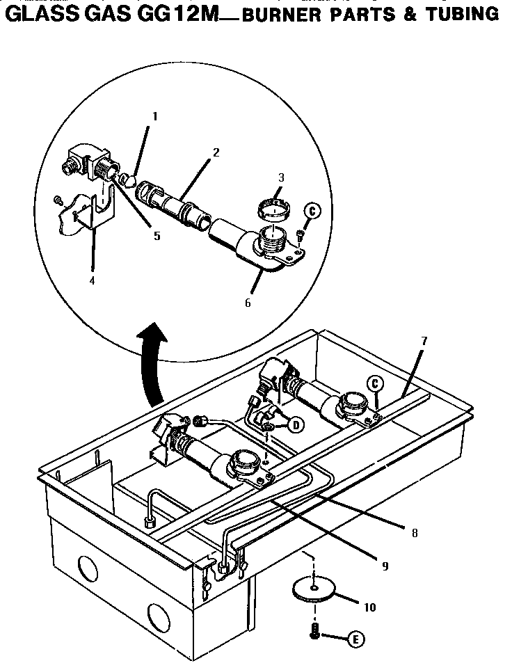 Thermador GG12M burner parts and tubing (gg12m) diagram
