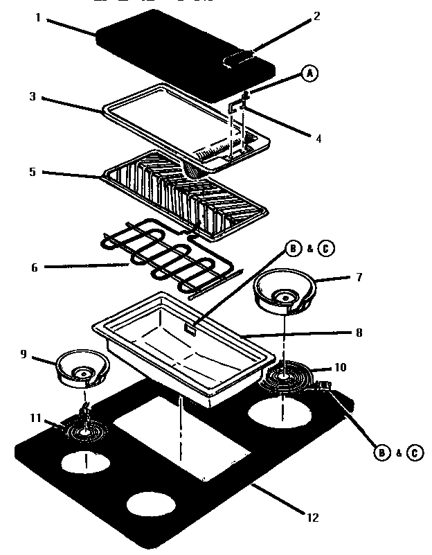 Thermador ESC30B-01 cooktop & griddle diagram