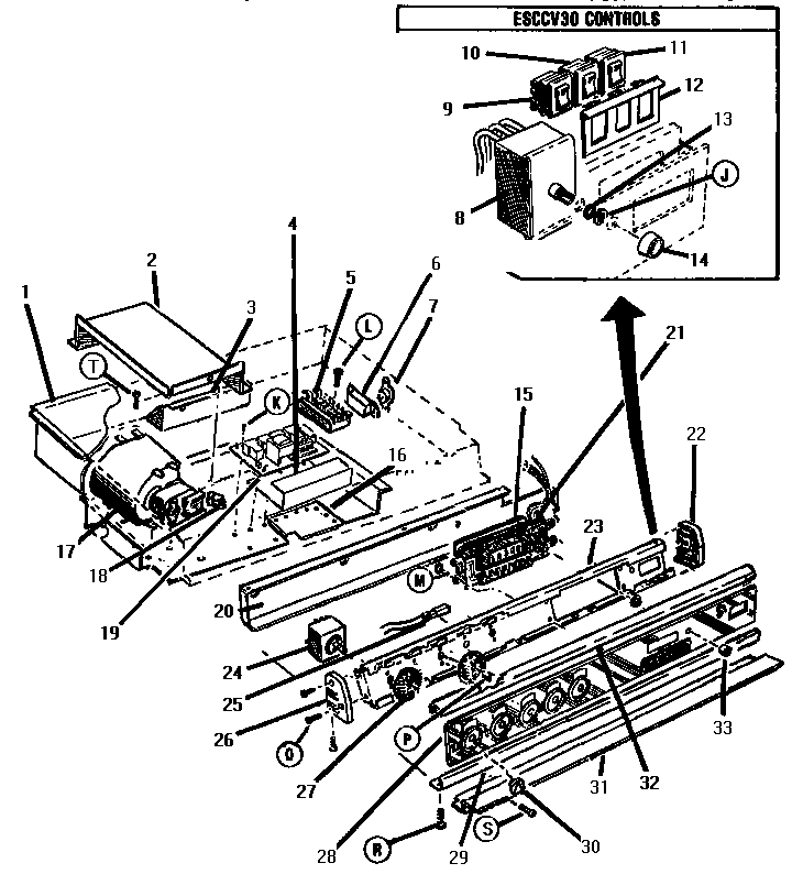 Thermador ESC30B-01 burner box & control panel diagram