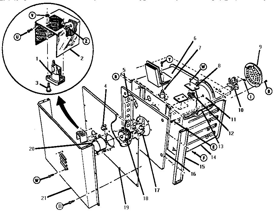 Thermador ESC30B-01 body parts, rear view diagram
