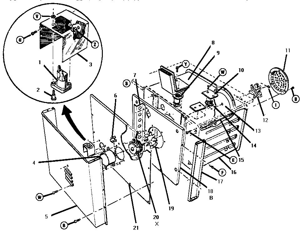 Thermador ESC30B body, rear view diagram