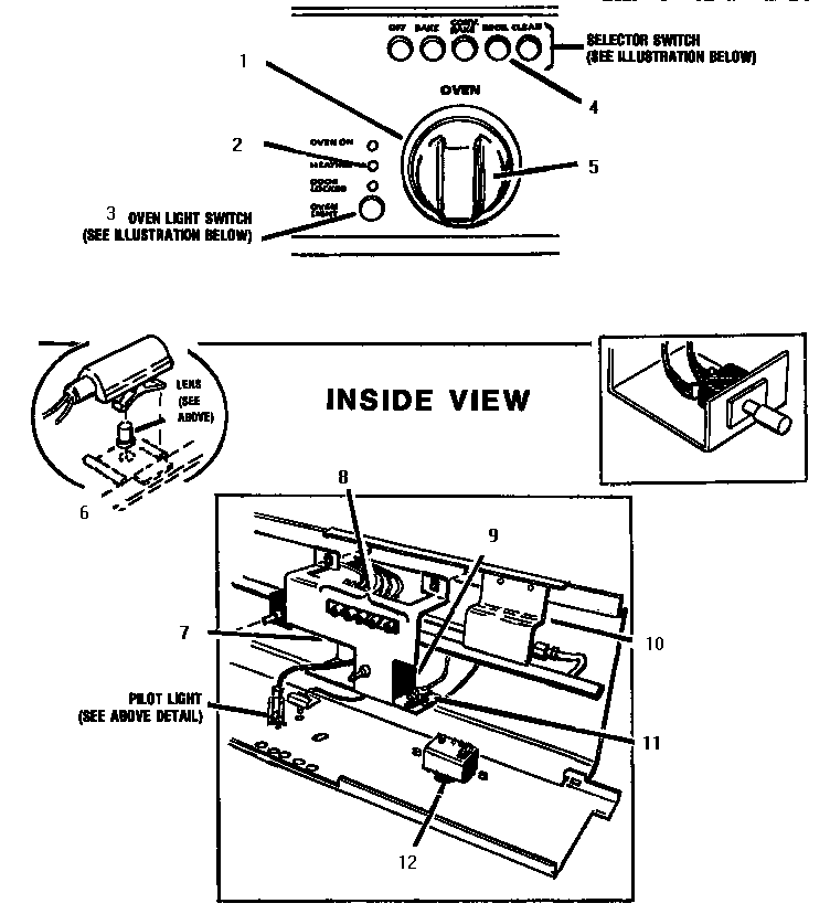 Thermador GCR486GD main oven controls, right side diagram