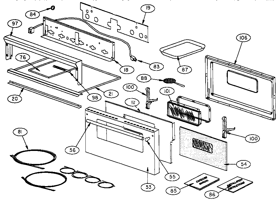 Thermador GCRG366 oven door diagram