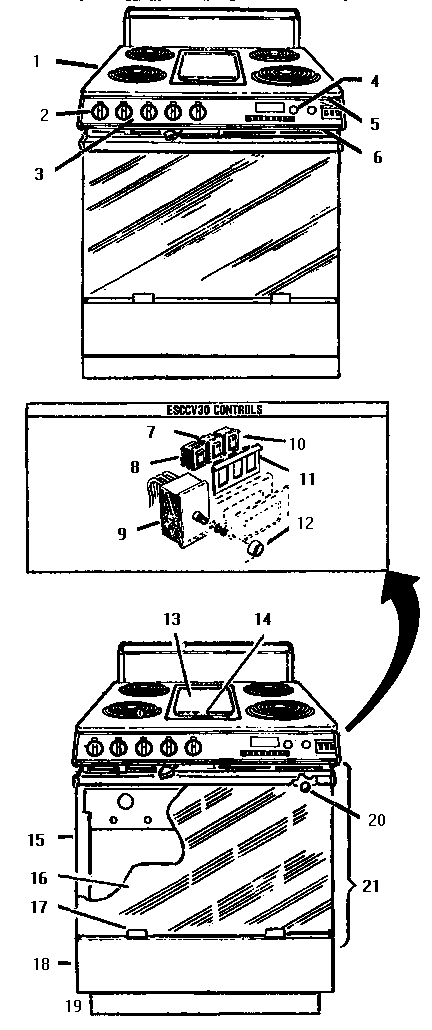 Thermador ESC30WC chassis diagram