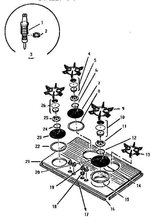 Thermador GG3001 gg36 and ggcv36 maintop (gg3601) diagram