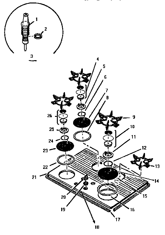 Thermador GG3001 gg30 and ggcv30 maintop (gg3001) diagram