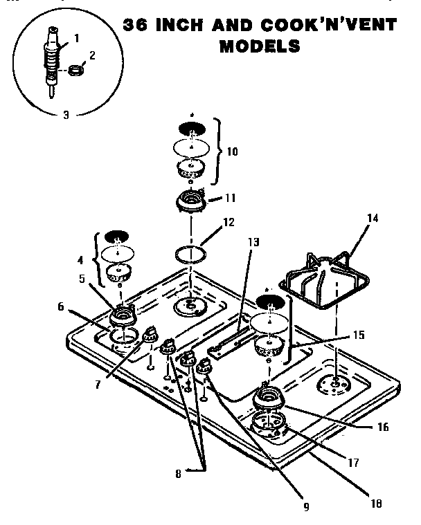 Thermador SGT3002 cooktop diagram