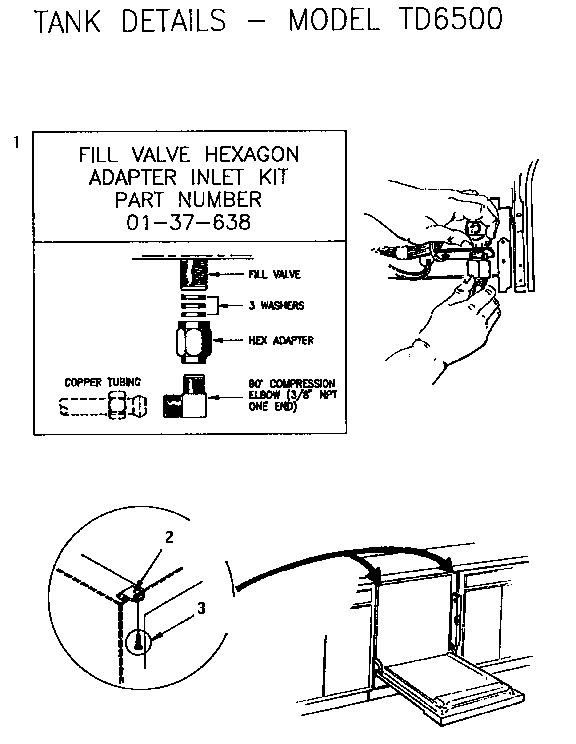 Thermador TD6500 adapter kit diagram