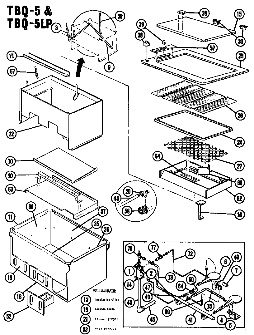 Thermador TBQ3 main frame tbq 5 & 5lp diagram