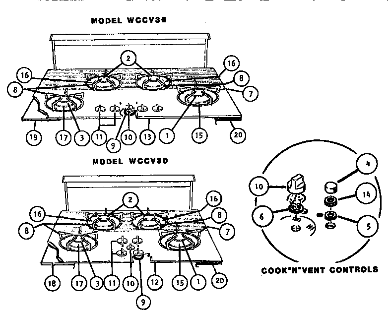 Thermador EIIGGCV30 wcggcv cooktops (wcggcv30) (wcggcv36) diagram
