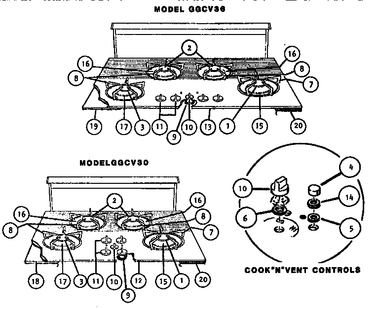 Thermador EIIGGCV30 eiiggcv cooktops (eiiggcv30) (eiiggcv36) diagram