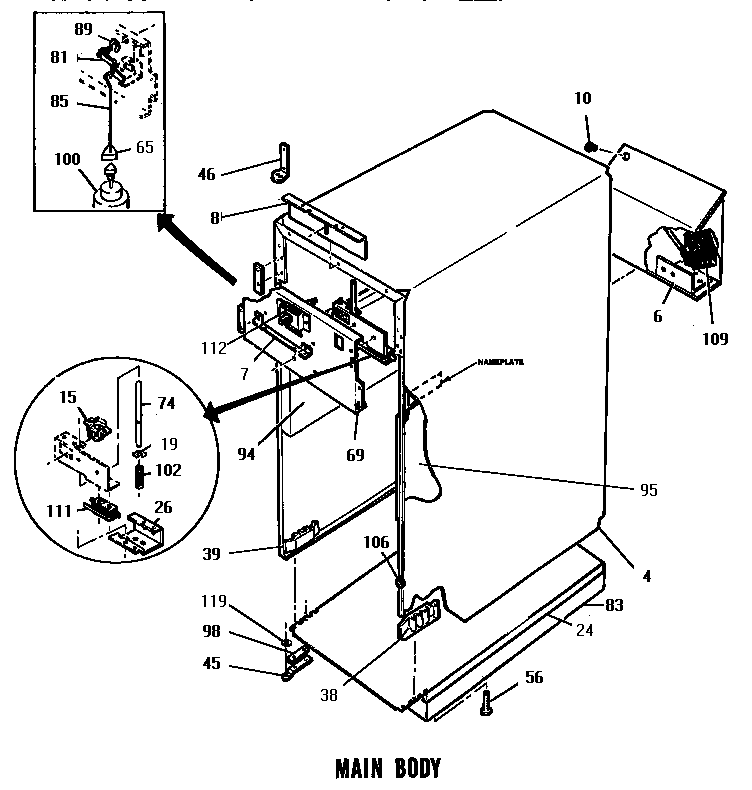Thermador WRC14 main body diagram