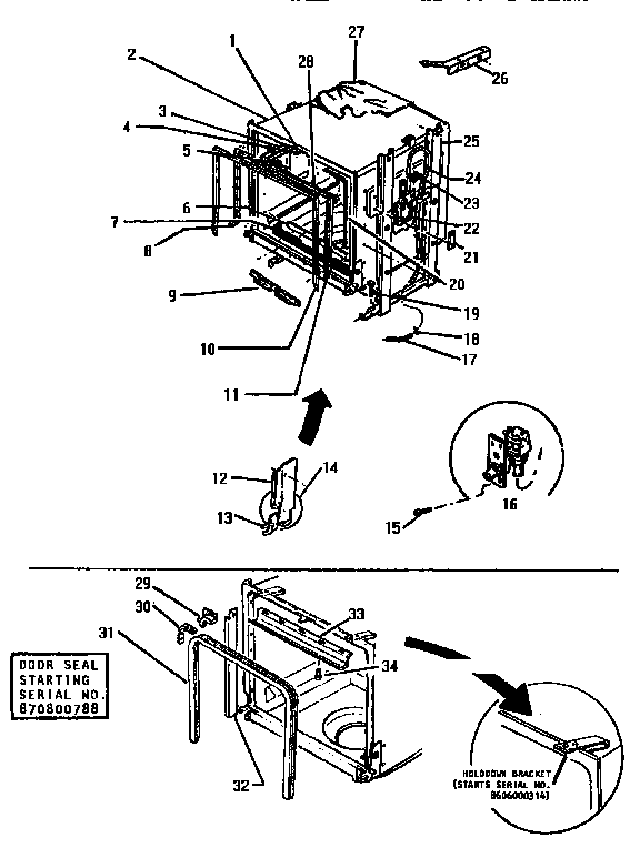 Thermador WKD3700 tank parts, all models diagram