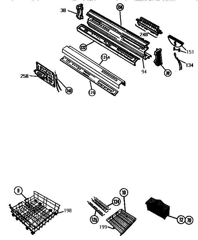 Thermador THD122 control panels/baskets diagram