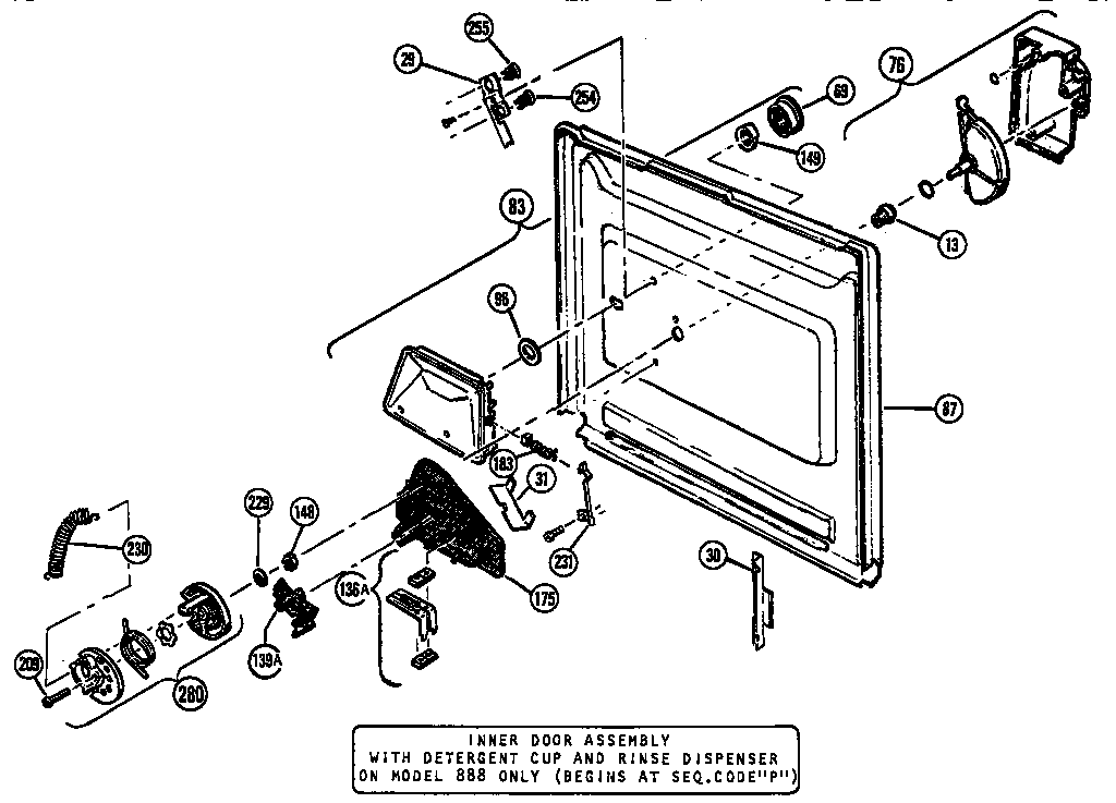 Thermador SS989000 inner door assembly diagram