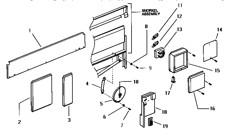 Thermador SGSCV36GW snorkel & gear box assembly diagram