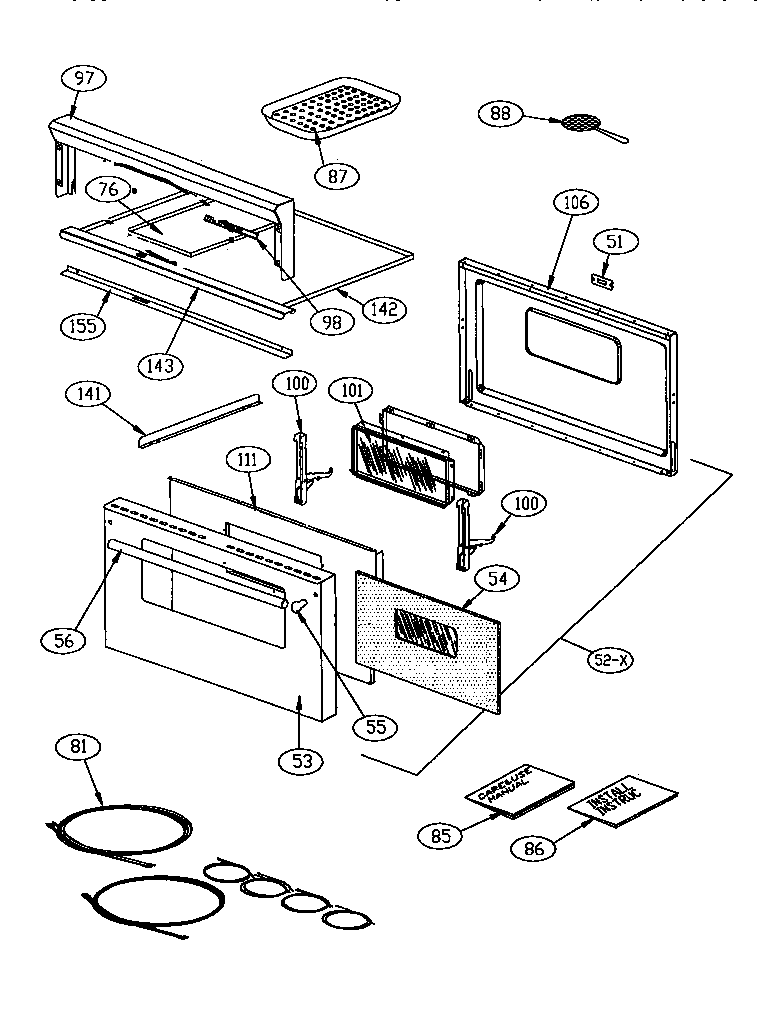 Thermador GCR36-6 oven door diagram