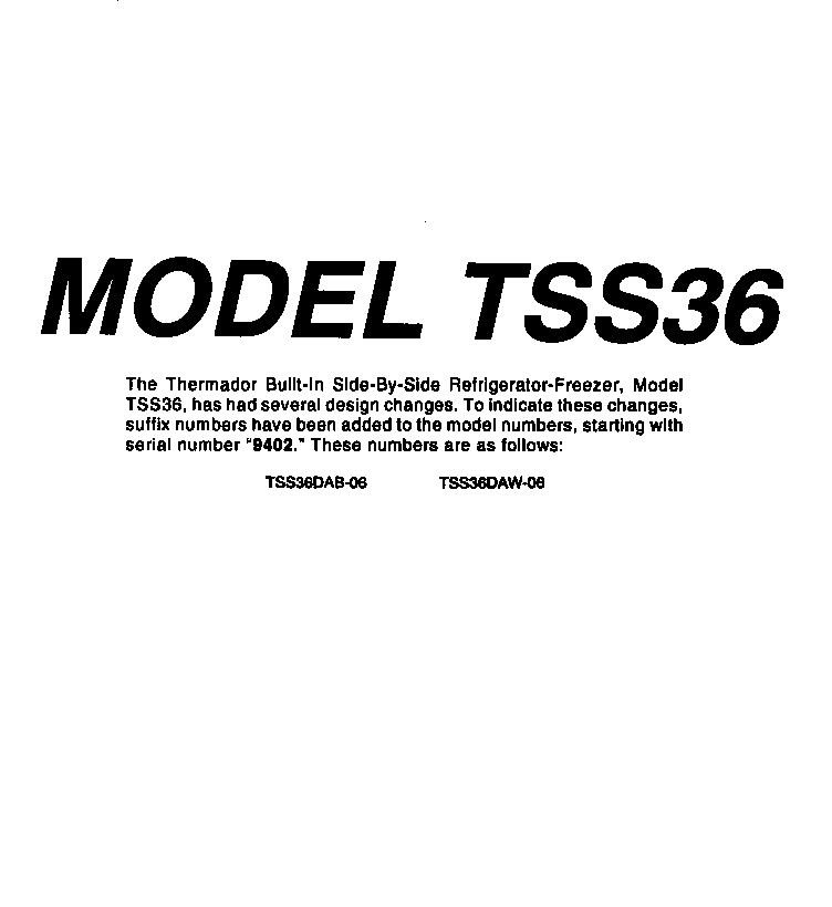 Thermador TSS36DAW-06 front cover diagram