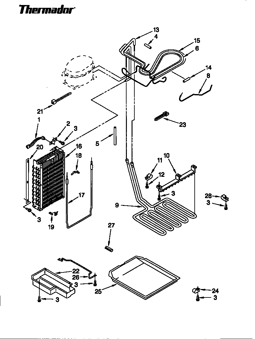 Thermador TSS36DAW-06 lower unit & tubing diagram