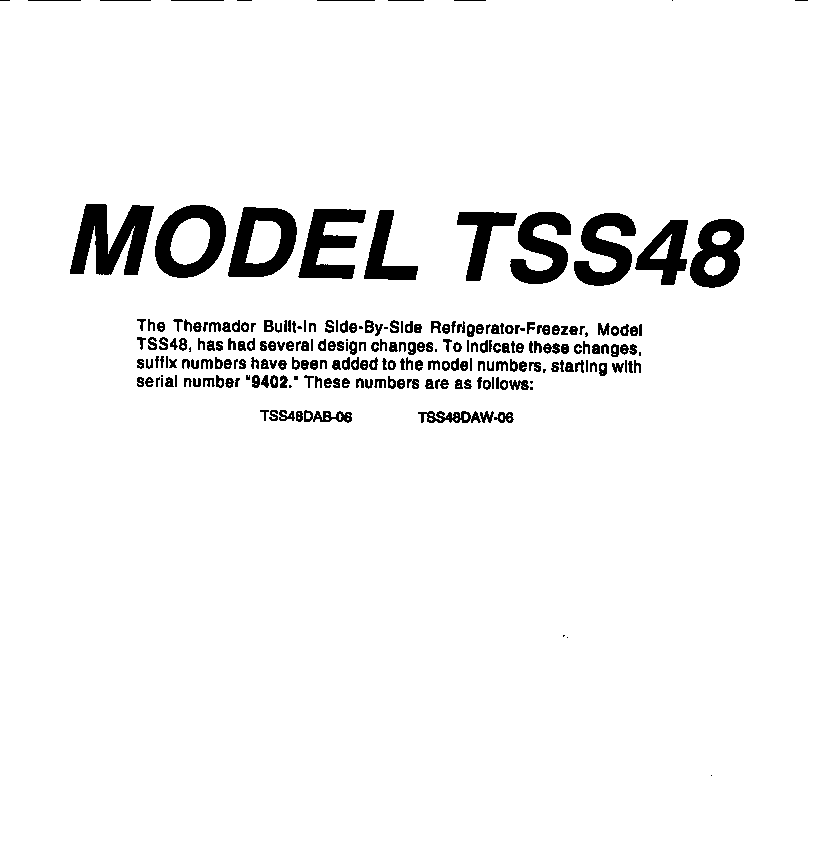 Thermador TSS48DAB-06 front cover diagram