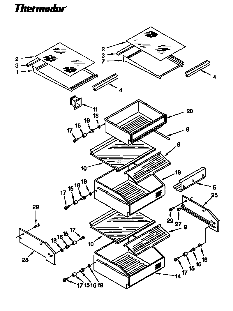 Thermador TSS48DAB-06 refrigerator shelf diagram