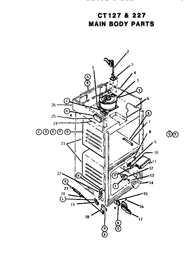 Thermador CT127 main body diagram