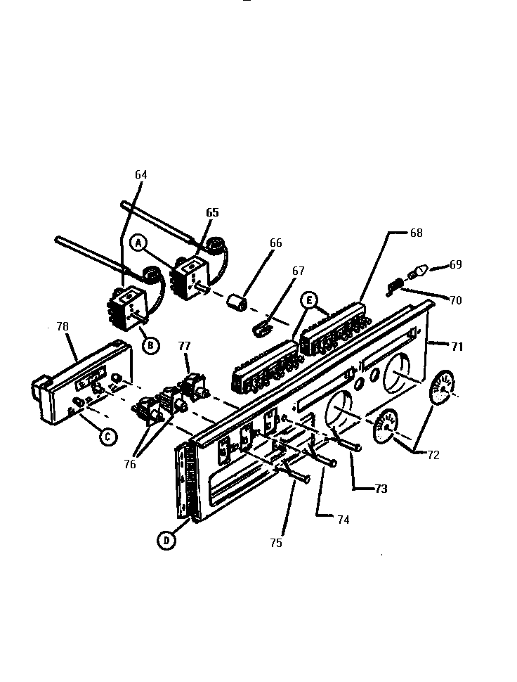 Thermador CT127 rear control panel assembly diagram