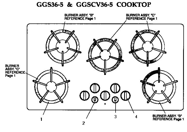 Thermador GGSCV365 ggs365 and ggscv365 cooktop (ggscv365) (ggscv365w) diagram