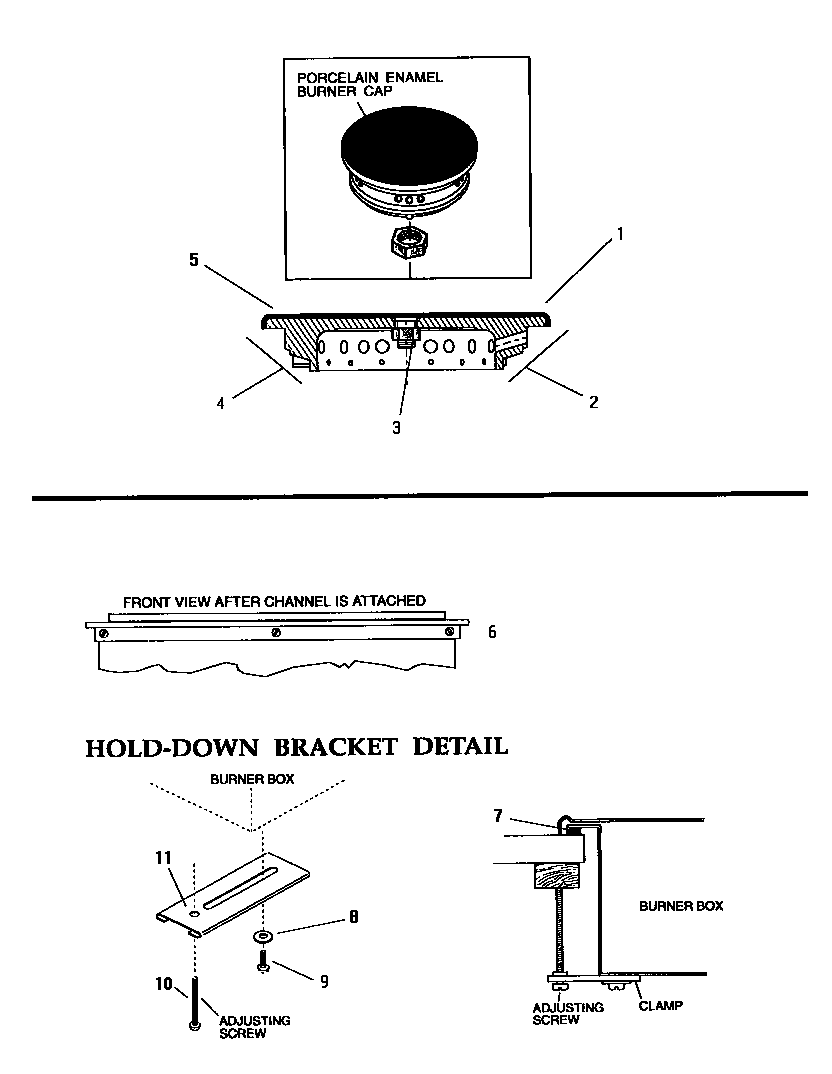 Thermador SGN30S burner caps assembly/rear suppor bar detail diagram