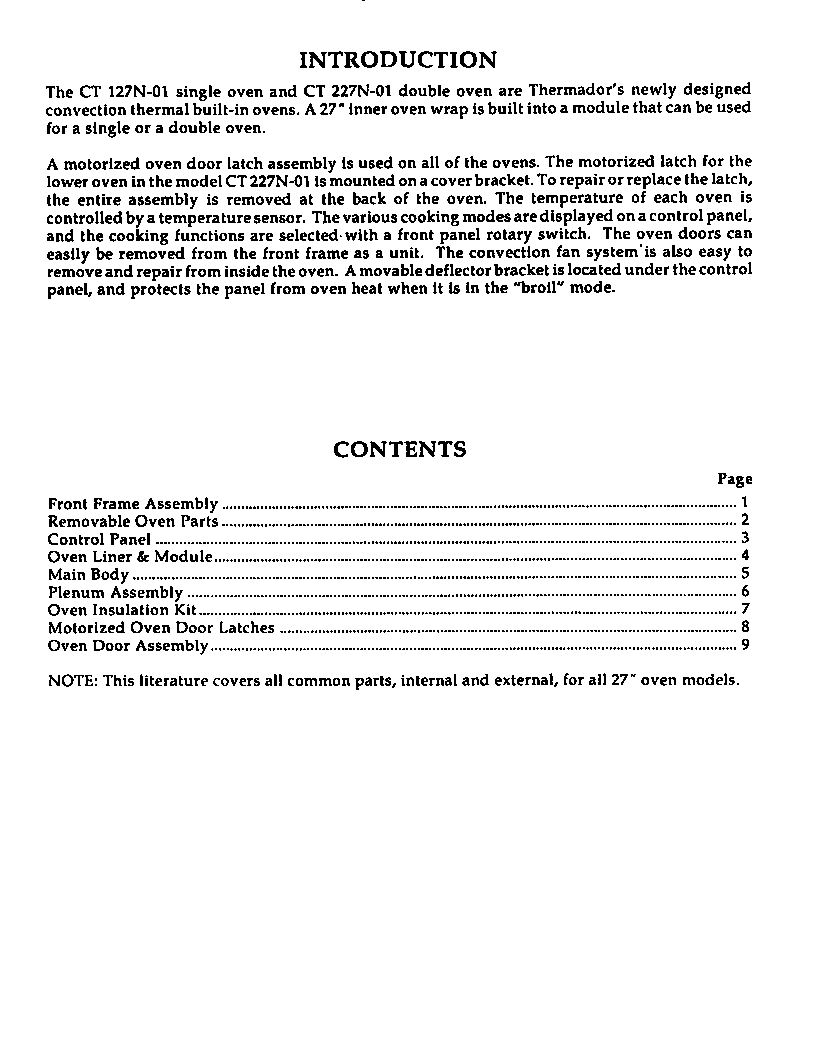 Thermador CT227N-01 introduction diagram