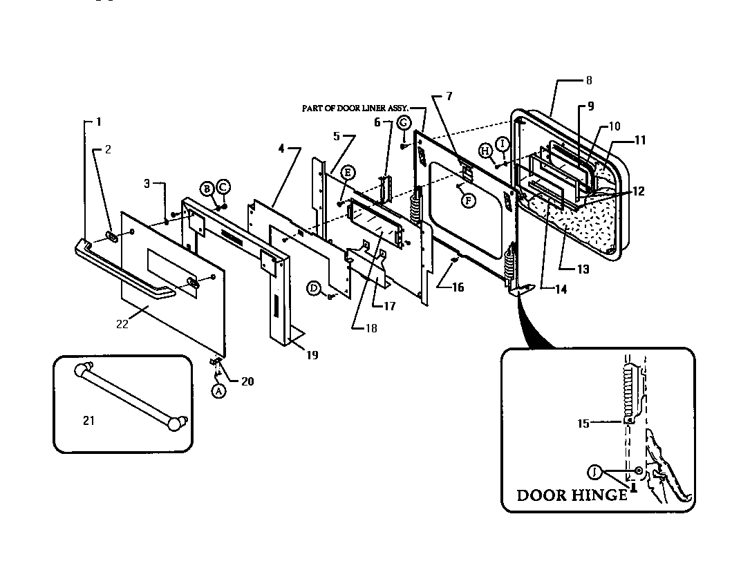 Thermador CT227N-01 oven door assembly diagram